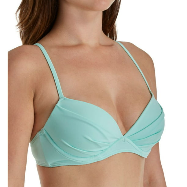XL Mossimo Women's Striped Swimsuit Bikini Halter Top Leafy Green Mint Chip